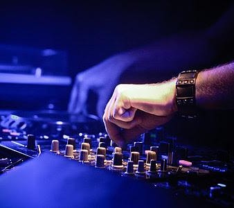 Professional audio setup at an event